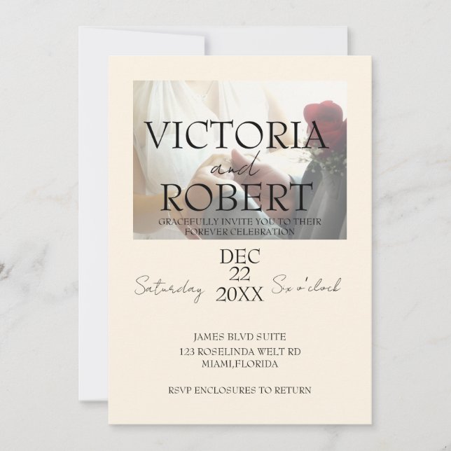 Minimalist Photo Wedding Engagement Invitation (Front)