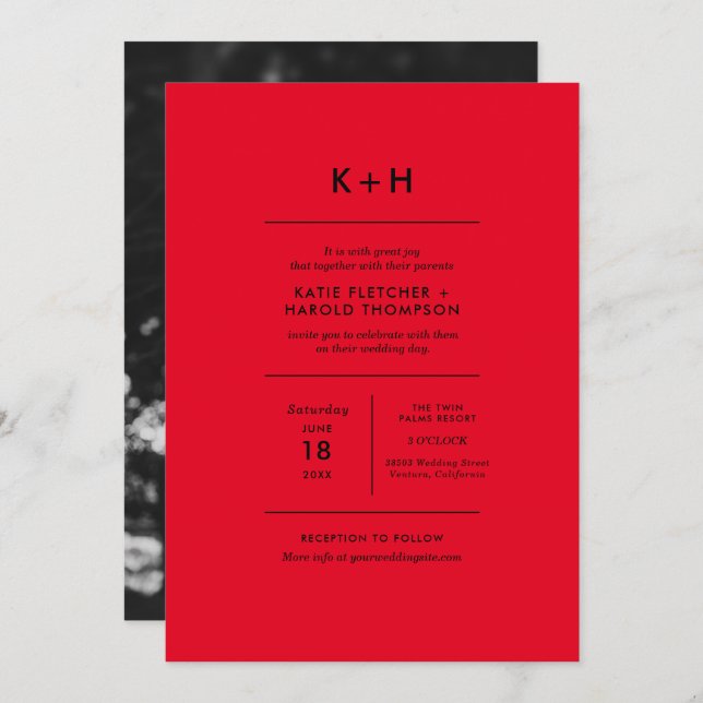 Minimalist Photo Wedding Invitation (Front/Back)