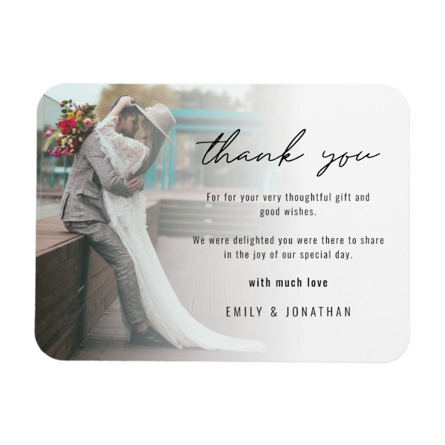 Minimalist Photo Wedding Keepsake Thank You Magnet (Horizontal)