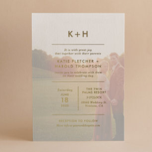 Minimalist Photo Wedding Real Gold Foil Invitation