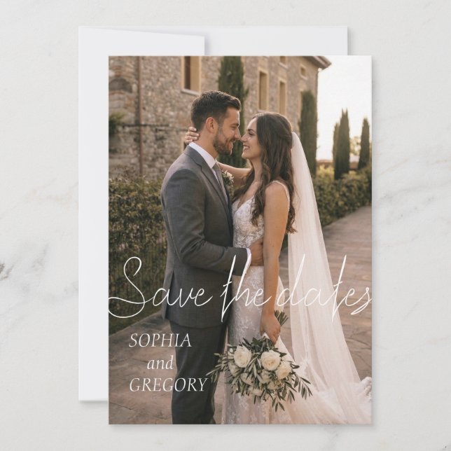 Minimalist Photo Wedding Save The Date Cards Desig (Front)