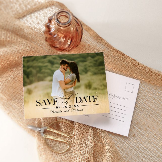 Minimalist Photo Wedding Save The Date Postcard   (Creator Uploaded)