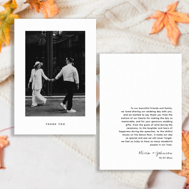 Minimalist Photo Wedding  Thank You Card (Creator Uploaded)