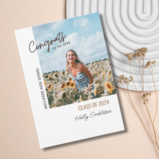 Minimalist Photo White Graduation Announcement