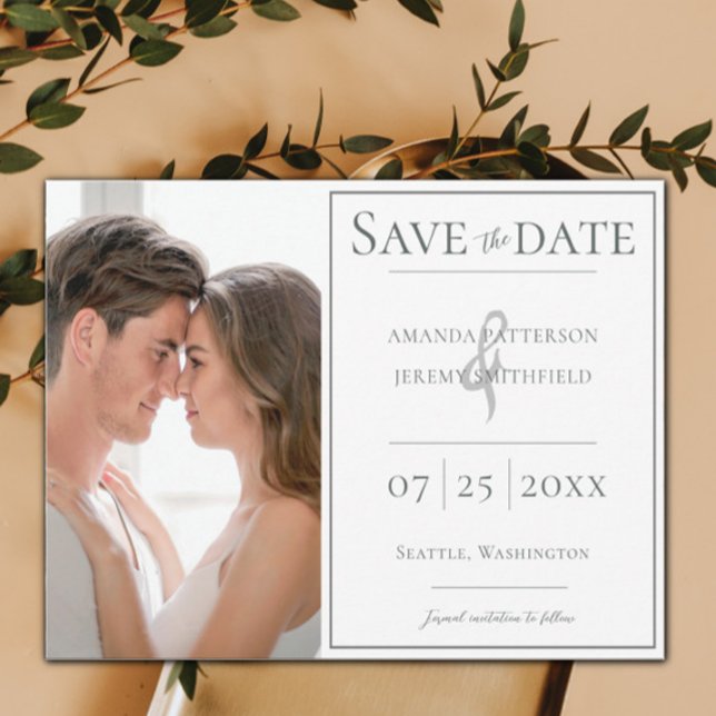 Minimalist Photo | White Save the Date (White Minimalist Photo Save the Date)