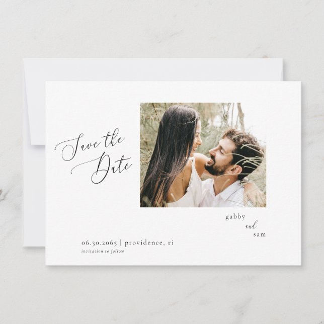 Minimalist Photo White Wedding Save the Date QR Invitation (Front)