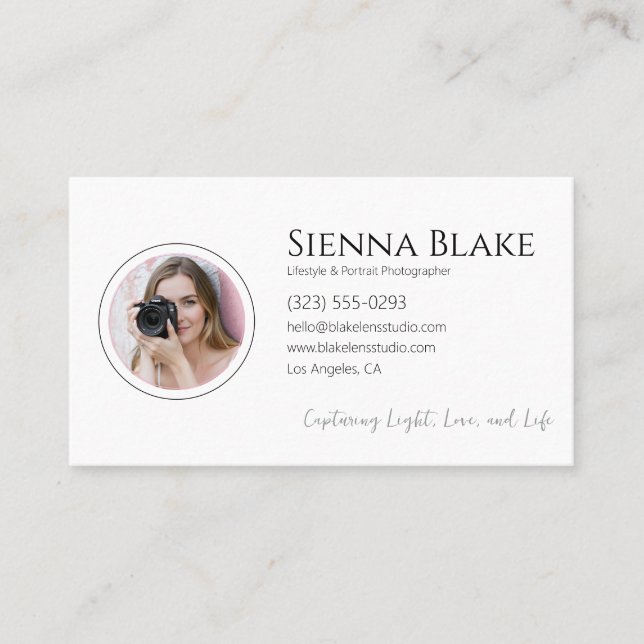 Minimalist Photographer Personal Photo Business Card (Front)