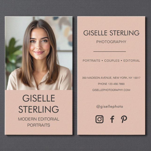 Minimalist Photographer Photo Social Media Business Card (Creator Uploaded)