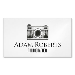 Minimalist Photographer Vintage Camera Magnetic Business Card