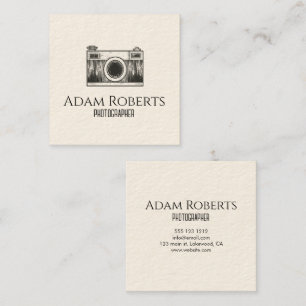 Minimalist Photographer Vintage Camera Square Business Card