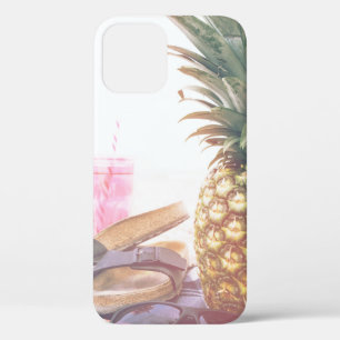 Minimalist photography of pineapple near sandals a iPhone 12 case