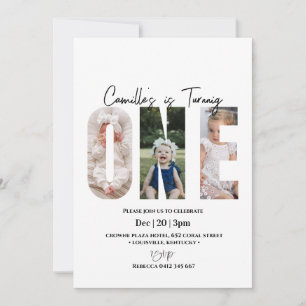 Minimalist Photos 1st Birthday Party Invitation