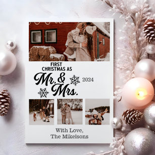 Minimalist Photos First Christmas as Mr and Mrs Holiday Card