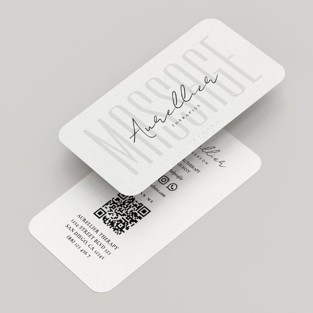 Minimalist Physical Massage Therapist Clean White  Business Card (Minimalist Physical Massage Therapist Clean White Business Card
)