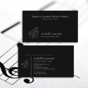 Minimalist pianist music teacher business card