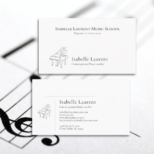 Minimalist pianist music teacher business card