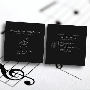 Minimalist pianist music teacher square business card