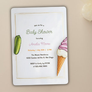 Minimalist Pickles and Ice Cream Baby Shower Invitation