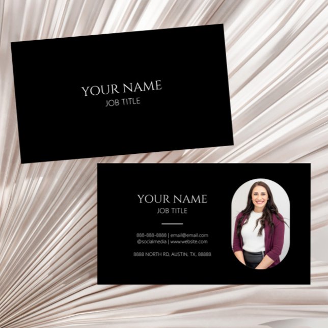 Minimalist Picture Photo Professional Modern Black Business Card (Creator Uploaded)