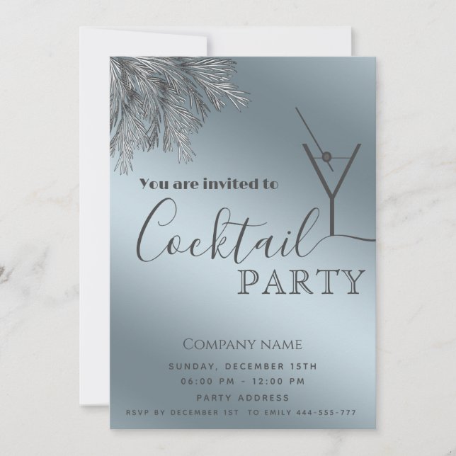 Minimalist pine branch cocktail party Christmas Invitation (Front)