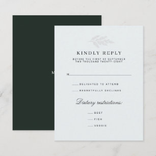 Minimalist Pine Branch Wedding RSVP Reply Card