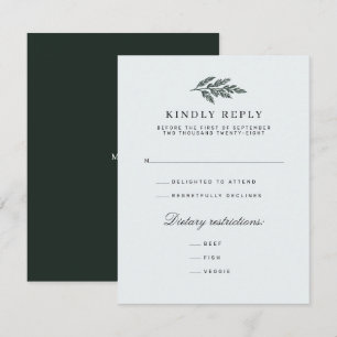 Minimalist Pine Branch Wedding RSVP Reply Card