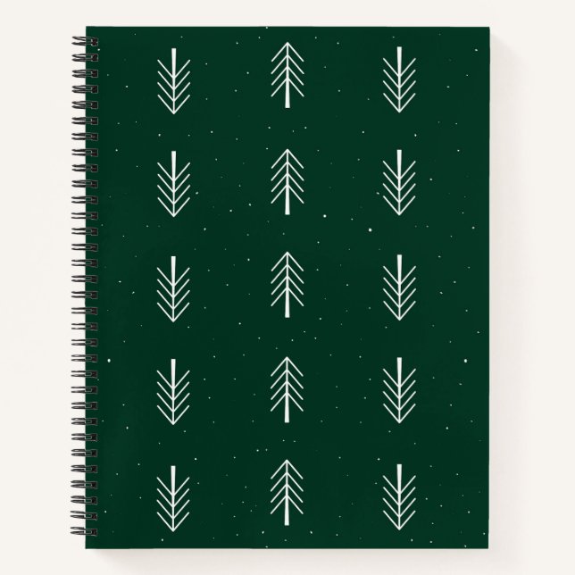Minimalist Pine Leaf Pattern Spiral Notebook  (Front)