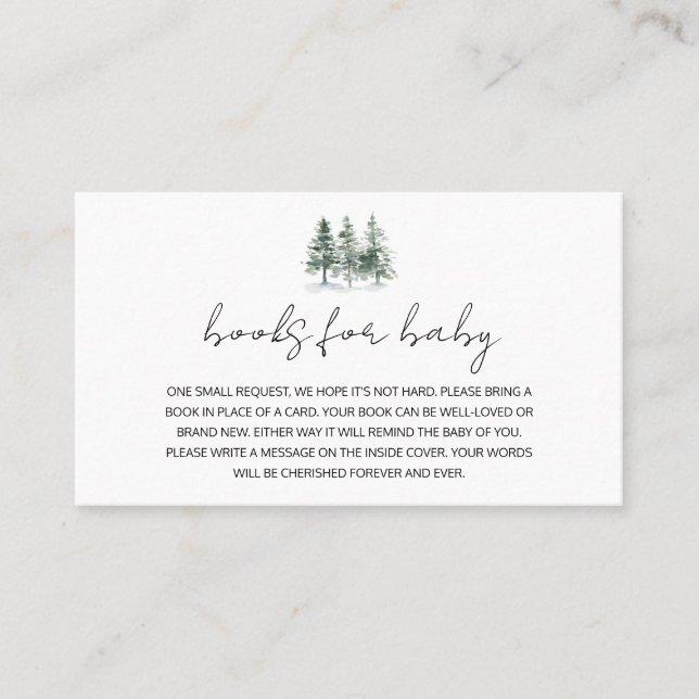 Minimalist Pine Tree Baby Shower Business Card (Front)