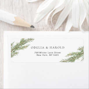 Minimalist Pine Tree Branch Wedding Return Address Return Address Label
