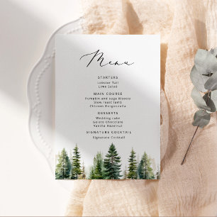 Minimalist Pine tree elegant Wedding Menu