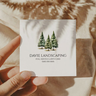 Minimalist Pine Tree Forest Custom Square Business Card