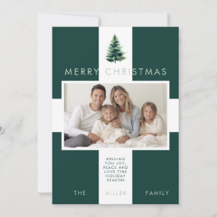 Minimalist Pine Tree Green Christmas Holiday Photo Card