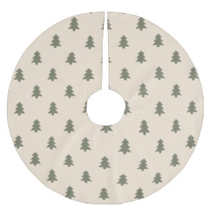 Minimalist Pine Tree Neutral Boho Farmhouse Beige Brushed Polyester Tree Skirt