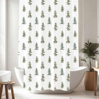 Minimalist  Pine Tree Pattern Shower Curtain