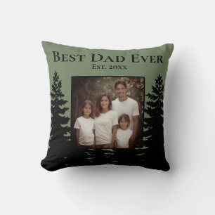 Minimalist pine tree personalize Best Dad Ever Cushion