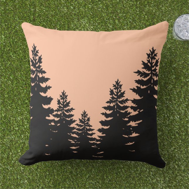 Minimalist pine tree silhouette   cushion (Grass)