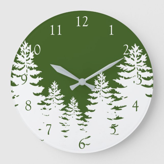 Minimalist pine tree silhouette personalise  large clock (Front)