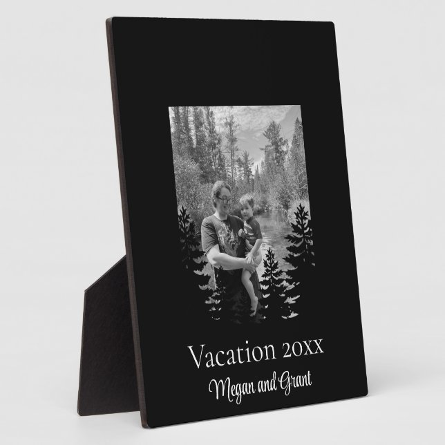 Minimalist pine tree silhouette personalise photo  plaque (Side)