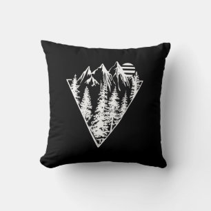 Minimalist pine trees forest scene cushion