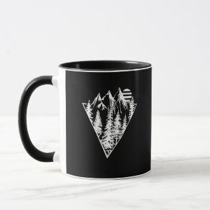 Minimalist pine trees forest scene mug
