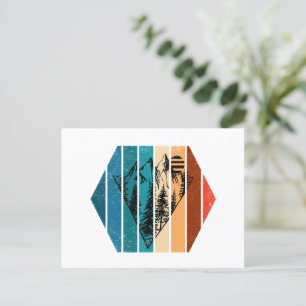 Minimalist pine trees forest vintage holiday postcard