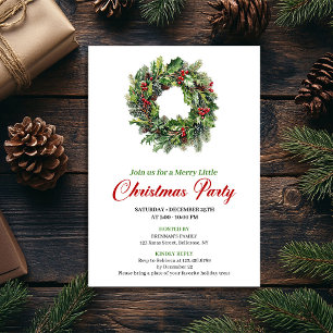 Minimalist Pine Wreath Christmas Party Card