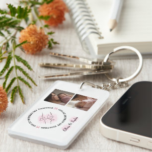 Minimalist Pink 1st Mother's Day Custom Keepsake Key Ring