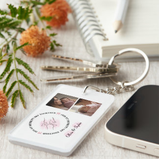 Minimalist Pink 1st Mother's Day Custom Keepsake Key Ring