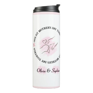 Minimalist Pink 1st Mother's Day Custom Keepsake Thermal Tumbler