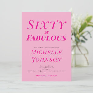 Minimalist Pink 60 & Fabulous 60th Birthday Party Invitation