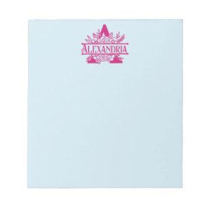 Minimalist Pink and Blue Custom Monogram Name Notepad