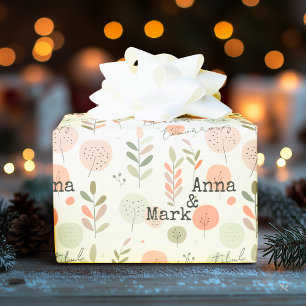 Minimalist pink and green tones and modern motifs  wrapping paper