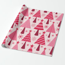 Minimalist  Pink and Red Christmas Trees Pattern 