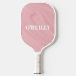 Minimalist Pink and White Modern Monogram Pickleball Paddle
